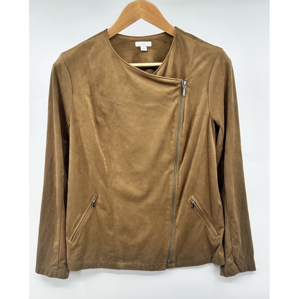 J. Jill Women's Soft Brown Zip Front Jacket w/ Pockets Long Sleeve Medium